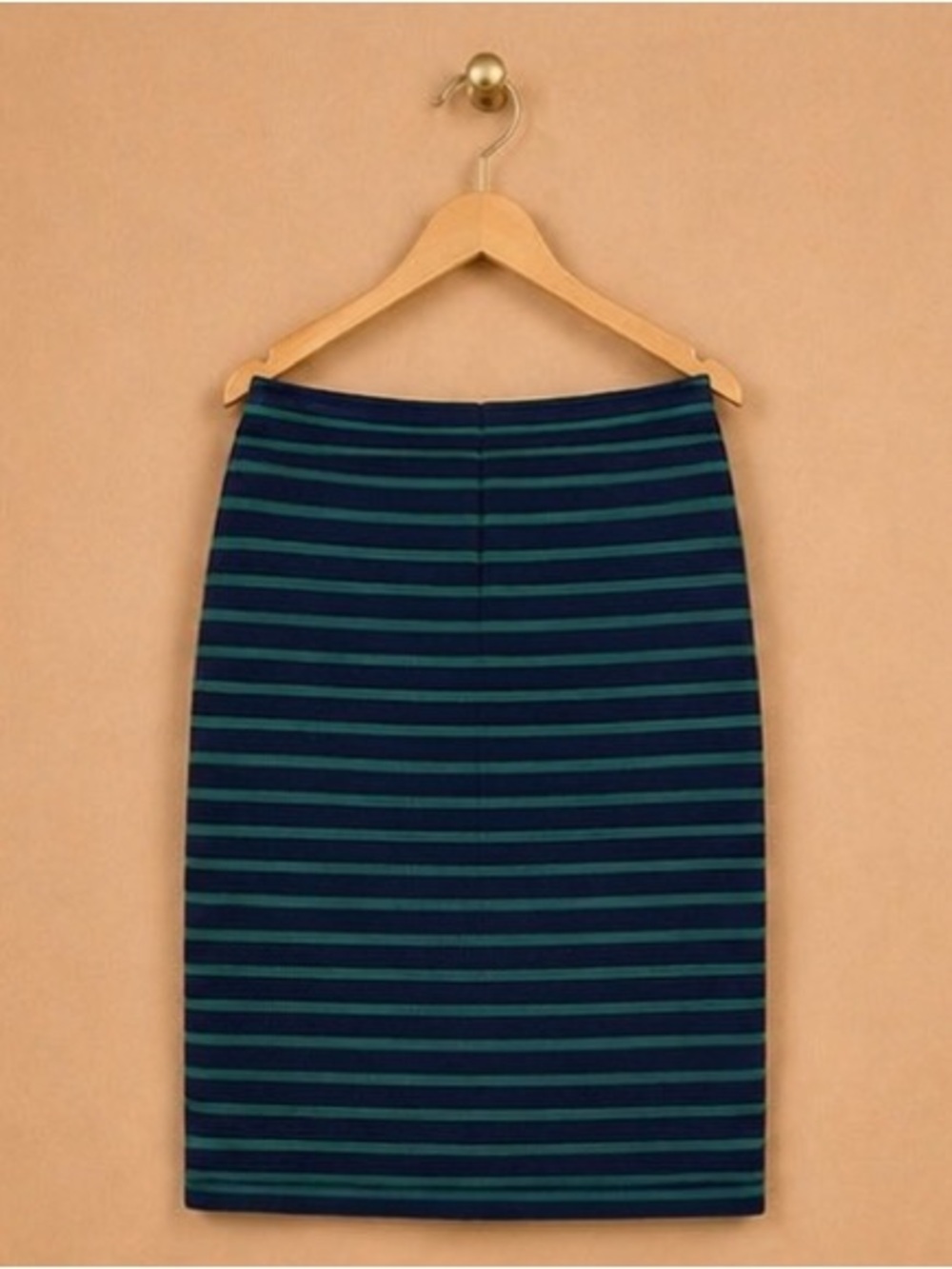 LOFT Navy and Green Striped Pencil Skirt Size Petite Large